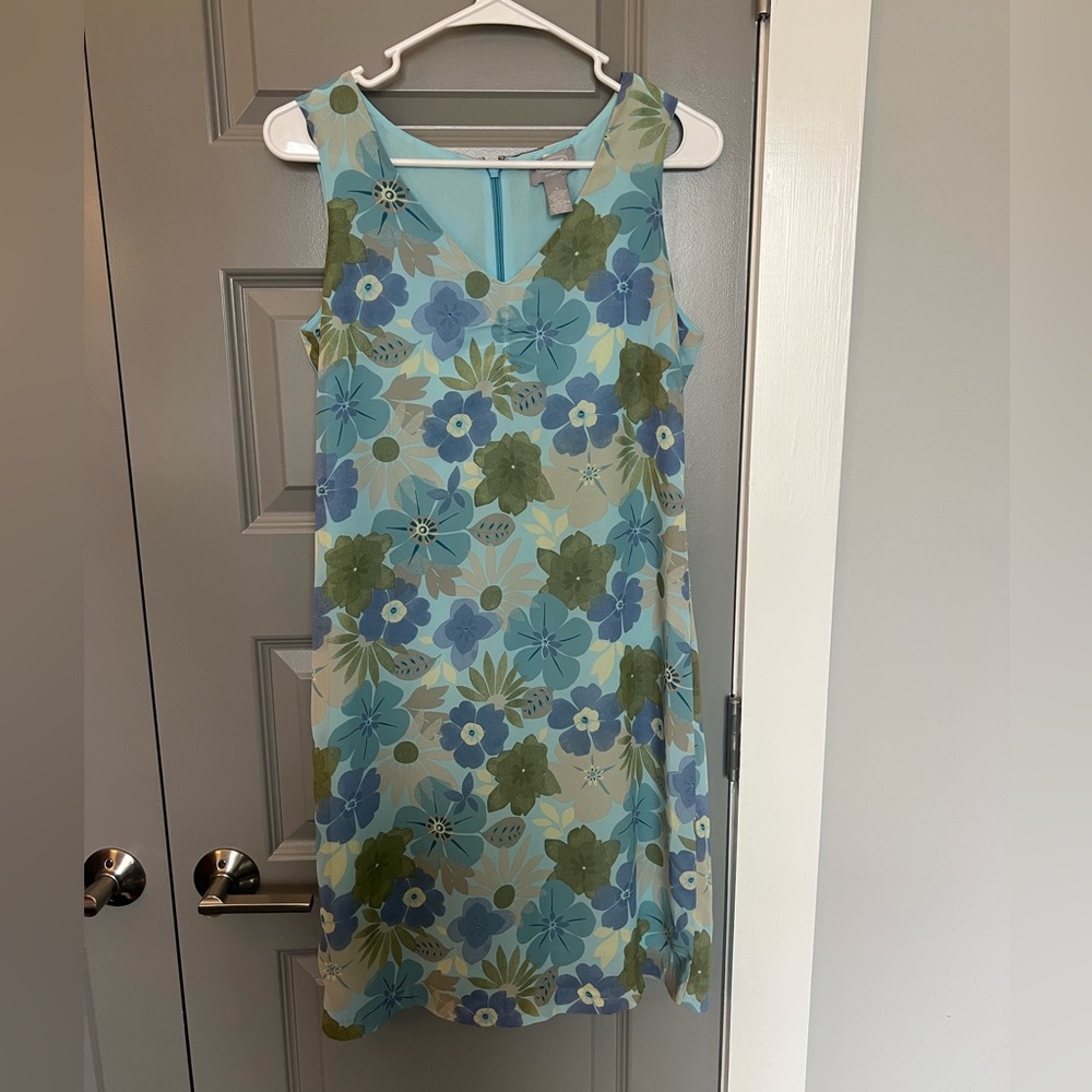 Old Navy Vintage Womens V Neck Sleeveless Blue and Green Floral Print Size 4
